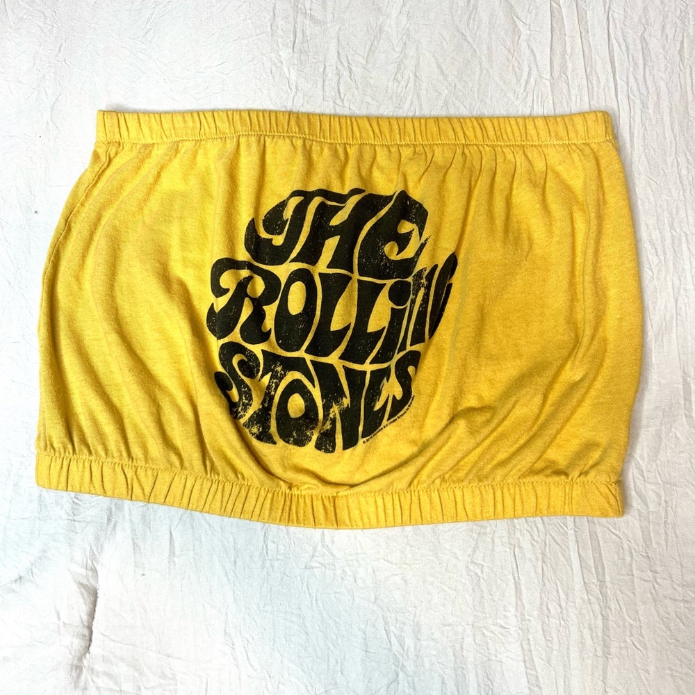 The Rolling Stones Mustard Yellow Strapless Tube Top - Picture 2 of 6